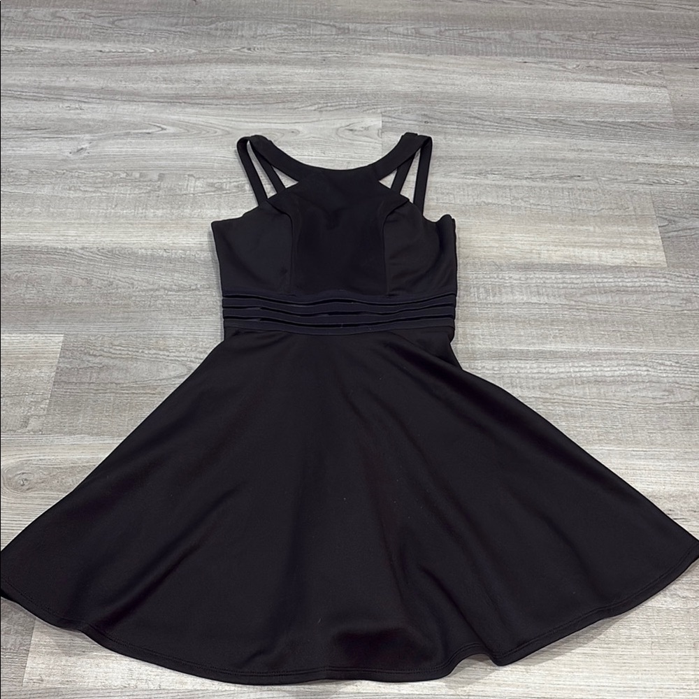 City Studio Black Pleated Mini Dress Spaghetti Strap